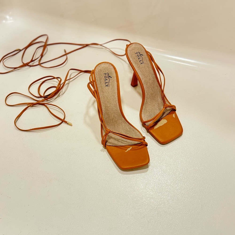 Oh Polly Underwraps Strappy Sandals Tan Sz 11